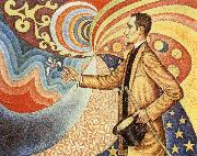 Paul Signac Portrait of Felix Feneon in Front of an Enamel of a Rhythmic Background of Measures and Angles Spain oil painting artist